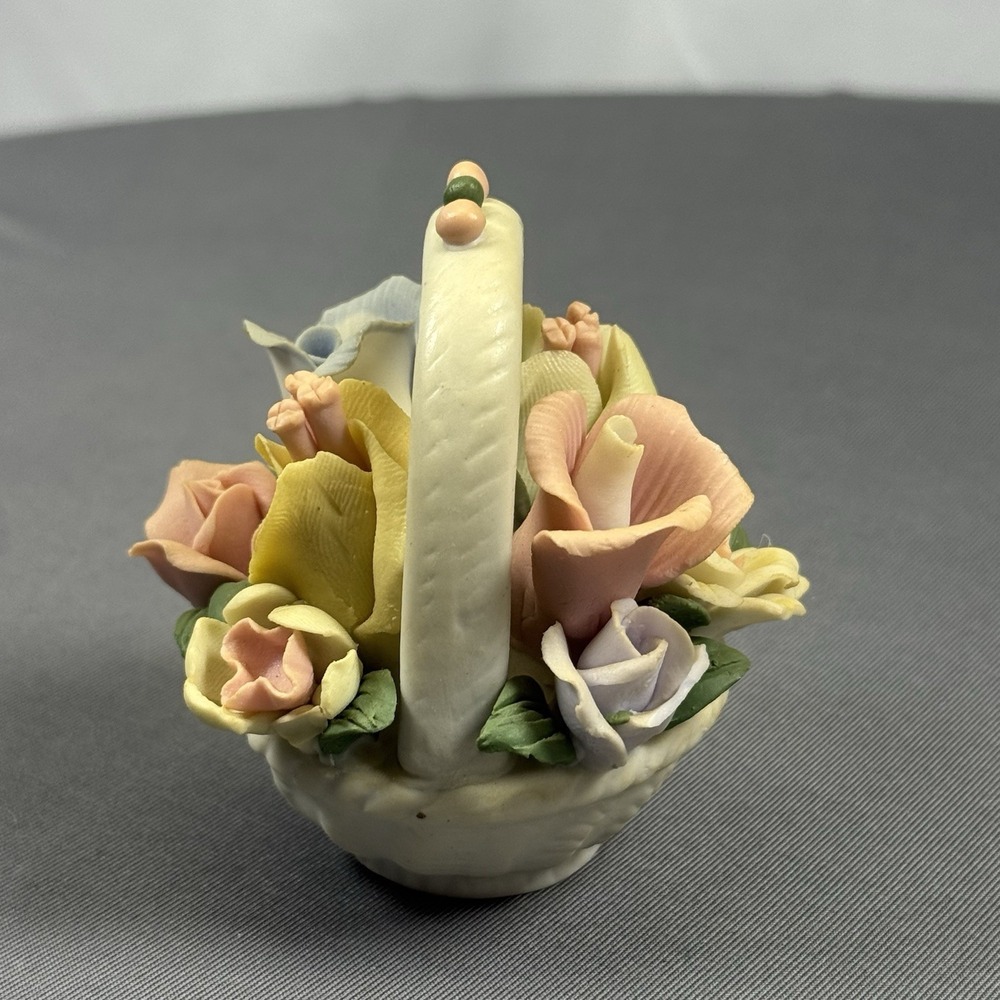 Vintage Porcelain‎ Ceramic Mini Floral Basket